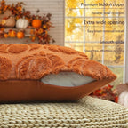 GEEORY Fall Pillow Covers 18 x 18 Inch Set of 2, Fall Decorations Pumpkins Soft Plush Fluffy Faux Fur Wool Decorative Autumn Farmhouse Cushion Case for Sofa Orange GC018-18
