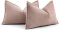 MIULEE Pack of 2 Blush Pink Decorative Lumbar Pillow Covers 12x20 Inch Soft Chenille Luxurious Couch Throw Pillows Farmhouse Cushion Covers with Elegant Design for Sofa Bedroom Living Room Home Decor