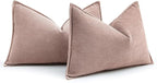 MIULEE Pack of 2 Blush Pink Decorative Lumbar Pillow Covers 12x20 Inch Soft Chenille Luxurious Couch Throw Pillows Farmhouse Cushion Covers with Elegant Design for Sofa Bedroom Living Room Home Decor