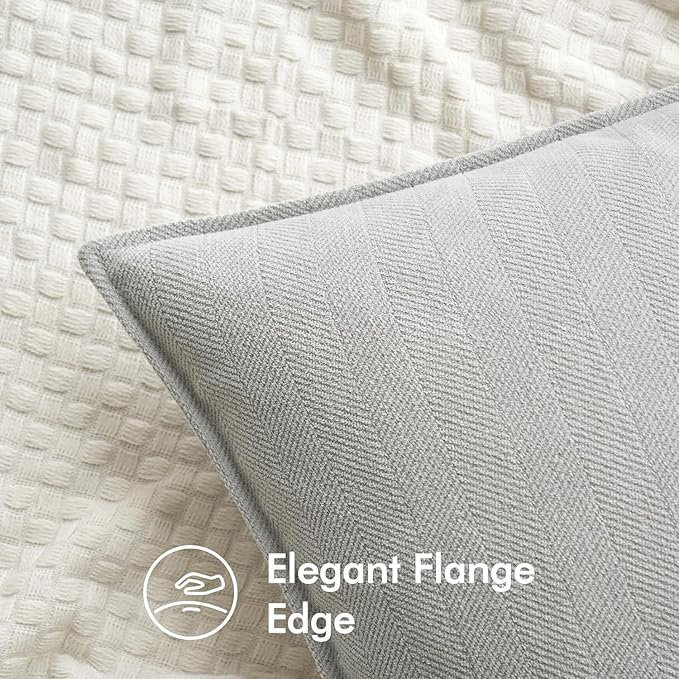 MIULEE Pack of 2 Light Grey Decorative Pillow Covers 16x16 Inch Soft Chenille Luxurious Couch Throw Pillows Farmhouse Cushion Covers with Elegant Design for Sofa Bedroom Living Room Home Decor
