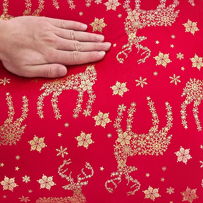 Topfinel Pillow Covers 20x20 Set of 2, Velvet Snowflake Deer Decorative Pillow Case Spring Holiday Decor for Home Couch,Red and Gold