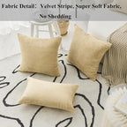 Home Brilliant 22x22 Pillow Covers Set of 2 Throw Pillows Covers Striped Velvet Sofa Pillows Decorative for Bed Living Room, 55cm, 22 x 22 Inche, Taupe
