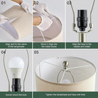 Living Room Lamps Set of 2, 25.8" Ceramic Table Lamps for Bedrooms with Linen Shade, Modern Farmhouse Lamps for Nightstand with Rotary Switch