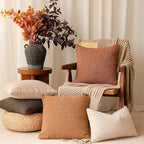 Foindtower Pack of 2 Textured Boucle Throw Pillow Covers Accent Solid Decorative Lumbar Pillow Cases Soft Couch Cushion Case for Chair Sofa Bedroom Living Room Home Decor 12x20 Inch Burnt Orange Hazel