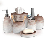 6-Piece Bathroom Accessories Set – Soap Dispenser, Toothbrush Holder, Tumbler, Soap Dish, Cotton Swab Jar & Toilet Brush – Modern Bathroom Decor Set (Antonetta)