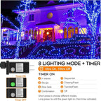 Christmas String Lights Plug in,33FT 100 LED String Lights with 8 Modes & Timer, Xmas Decorations for Trees Wreath, Outdoor Indoor Yard Garden Party Decor, Blue