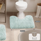Walensee Contour Rug (20x24, Aqua) Non Slip Bath Mat, Soft Microfiber Shaggy Mat, Machine Washable, U Shape Toilet Rug