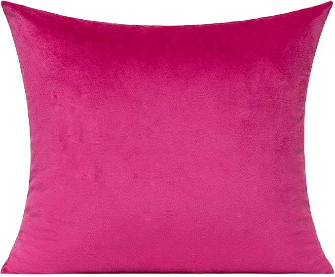 VAKADO Velvet Throw Pillow Covers Hot Pink Decorative Soft Solid Square Cushion Cases Home Decor for Couch Sofa Bedroom Office Living Room Set of 2, 16x16 Inch 40x40cm