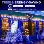 KNONEW 403ft 1000 LED Christmas Lights Outdoor String Light with Remote Control 8 Modes and Timer Memory, Green Wire Waterproof Fairy Lights Decorations for Xmas Tree Wedding Decor (Blue)