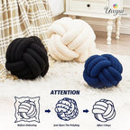 Uvvyui Knot Pillow Ball, Soft Home Decorative Pillows, Round Throw Pillow, Handmade Knotted Plush Pillow, Round Boucle Pillow Cushion (11 Inches Navy)