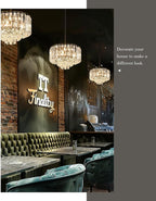 4-Tier Crystal Chandelier, Modern Black Chandelier, 3-Light Pendant Light for Dinning Room Kitchen Island Bedroom Entryway, CC4215-3W-BK