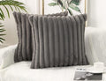 PANOD Faux Fur Decorative Large Throw Pillow Covers 30 x 30,Boho Modern Pillow Case Cushion Cover for Bed Sofa Farmhouse Livingroom,Grey