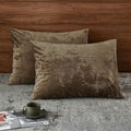 PHF Truly Velvet Pillowcases Standard Size, No Insert, 2 Pack Ultra Soft Breathable Pillow Shams Covers with Envelope Closure, 20" X 26" Luxury Cozy Warm Fuzzy Flannel Pillow Cases, Khaki