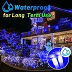 KNONEW Outdoor Christmas Lights 99ft 300 LED String Lights 8 Modes & Timer Fairy Light Plug in Waterproof LED String Lights for Xmas Yard Tree Wedding Party Holiday Decorations (Blue)