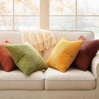 Topfinel Fall Burnt Orange Throw Pillow Covers 16x16 Set of 4,Corduroy Striped Decorative Cushion Cases for Couch Living Room Sofa Guest Bedroom Fluffy,Small Cute Shams