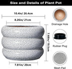 SQOWL Ceramic Planter - 10 Inch Ceramic Plant Pot Indoor, Round Planter with Drainage Hole, Modern Flower Pots Outdoor, Home Living Room Garden Decor, Gardening Gifts, Black and White