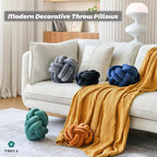 Knot Pillow Ball, Soft Home Decorative Throw Pillows Cushion, Round Changeability Knotted Pillows, Modern Home Handmade Cushions for Bedroom, Sofa, Couch (8 Inch, Dark Green)