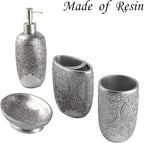 Hymmah Bathroom Accessories Set,Toothbrush Holder,Farmhouse Bathroom Decor,4 Pcs Resin Gift Set Apartment Necessities, Contain Toothbrush Cup,Soap Dispenser,Soap Dish,Tumbler
