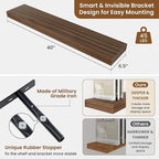 fuqing Floating Shelves for Wall, Wall Mounted Wood Floating Shelf with Invisible Brackets for Living Room, Bathroom, Bedroom, Kitchen Storage and Decor, 40 Inch Set of 2, Walnut