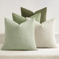 MIULEE Modern Farmhouse Decorative Lumbar Pillow Covers 20x20 Inch Set of 4 Natural Rustic Throw Pillows Neutral Warm Soft Corduroy Couch Pillowcases Home Decor for Sofa Living Room Bed Light Green