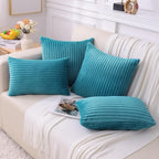 Simmore Decorative Throw Pillow Covers 16x16 Set of 2, Soft Natural Plush Flannel Double-Sided Fluffy Couch Pillow Covers for Sofa Living Room, Teal