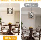3-Light Chandelier for Entryway, Modern Farmhouse Chandelier for Foyer Bedroom Light Fixture, Rustic Hanging Lights for Dining Room Living Kitchen Island, Adjustable Black and Imitation Wood
