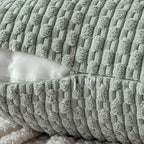 MIULEE Pack of 2 Decorative Throw Pillow Covers 18x18 Inch Soft Boho Striped Textured Corduroy Pillow Covers Modern Farmhouse Home Decor for Couch Bed Sofa Living Room Greyish Green