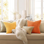 Topfinel Fall Burnt Orange Decorative Throw Pillows Covers 24x24,Soft Corduroy Square Throw Pillow Covers Set of 4,Western Farmhouse Cushion Cover for Couch Sofa Bedroom(Terracotta,Rust,Yellow)