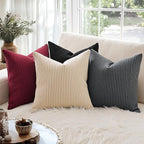 MIULEE Winter Pack of 2 Corduroy Soft Soild Decorative Square Throw Pillow Covers Set Cushion Cases Pillowcases for Sofa Bedroom Car 20 x 20 Inch 50 x 50 Cm Grey