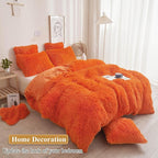 XeGe Faux Fur Fluffy Pillow Cases, Soft Plush Shaggy Furry Orange Pillowcases, Velvet Fuzzy Decorative Throw Pillow Covers for Bed Couch, Zipper Closure, Set of 2(King Size, Orange)