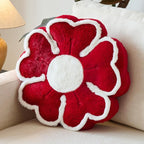 Flower Shaped Decorative Throw Pillow Cushion for Bed Couch, Cute Flower Plush Throw Pillows Home Decor Floor Pillow Seating Cushions (Burgundy, 13.7 Inches)