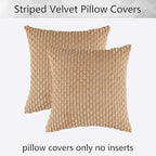 Kevin Textile 2 Packs Tan Decorative Throw Pillow Covers 20x20 Inch for Living Room Couch Bed Sofa Soft Striped Corduroy Square Cushion Case 50x50 cm Rustic Farmhouse Boho Home Decor