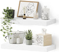 Vivelove Bathroom Floating Shelves for Wall, 16 inchs x 6.7” deep x 1.4” Wall Shelf for Bedroom, Living Room, Kitchen, Office Home Decor, Narrow Wood Shelves with Invisible Brackets - Set of 2, White