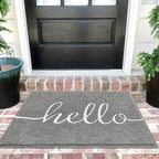 EARTHALL Door Mat Outside Inside Hello Doormat, 36"x24", Durable Floor Mat Non Slip Mat Ultra Absorb Mud Easy Clean Front Doormat for Garage, Entryway, Patio, High Traffic Areas, Grey
