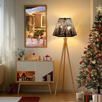 Medium Modern Style Lamp Shades with Multiple Sides, ALUCSET Metal Lampshade with Pattern of Trees for Table Lamp and Floor Light, 7 x 13.8 x 9.5 Inch, Spider (Black/Gold)