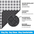 TigeJoy Extra Large Picnic Blanket Waterproof Foldable 60''x80'', Outdoor Picnic Mat Beach Blanket Sandproof for Park, Grass, Travel, Hiking, Camping Essentials, Gingham Picnic Blanket