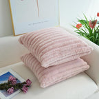 JOJUSIS Pack of 2 Faux Fur Plush Decorative Throw Pillow Covers Couch Cushion Case Soft Pillowcases (Pink, 18 x 18 Inch)