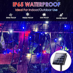 4pk Solar Christmas Lights Outdoor, Red White and Blue Solar String Lights, 400LED 132FT LED 4th of July Light Waterproof, Solar Fairy Twinkle Light for Xmas Tree Independence Day Party Decorations