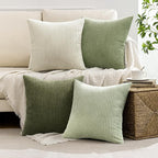 MIULEE Christmas Decorative Throw Pillow Covers Set of 4 Summer Light Green Gradient Natural Earthy Modern Classic Soft Corduroy Cushion Covers for Sofa Couch Bed Living Room Home Decor 18x18 Inch