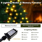 String Lights Outdoor & Indoor, 2Pack 600 LED Christmas Lights, 210ft Plug-in Waterproof Twinkle Light with 8 Modes for Xmas Tree Halloween Wedding Party Garden Patio Decorations(Warm White)
