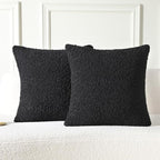 FUTEI Black Throw Pillow Covers 20x20 Inch Set of 2,Furry Faux Fur Teddy Boucle Textured Cushion Covers,Soft Fluffy Decorative Pillow Case,Home Decor for Couch Bed Living Room Office Car
