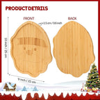 TJ POP Christmas Bamboo Serving Platter - Santa Face Decorative Tray Candy Snack Board, Natural Wooden Serving Tray Cute Charcuterie Board for Cheese, Cookies, Fruits & Holiday Party (10” x 9”)