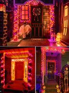 Flacchi 2 Pack Solar Halloween Lights Total 144ft 400 LED 8 Modes Outdoor String Lights Waterproof Solar Fairy Lights for Garden, Patio, Fence, Balcony, Outdoors,Holiday Decoration (Orange & Purple)