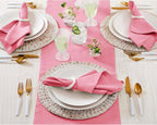 Solino Home Linen Table Runner 90 Inches Long - 100% Pure Linen Pink Carnation Table Runner 14 x 90 Inch for Halloween - Fete