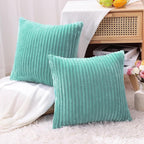 Simmore Decorative Fall Throw Pillow Covers 18x18 Set of 2, Soft Plush Flannel Double-Sided Fluffy Couch Pillow Covers for Sofa Living Room, Aqua Haze