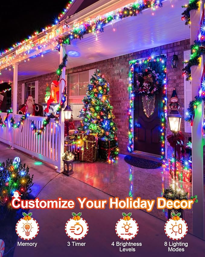 355FT 900 Christmas Lights, Extra Long Outdoor String Lights Waterproof, Timer & Memory, 8 Modes Dimmable Plug in Fairy Lights for Classroom Tree Patry Holiday Indoor Decorations, Multicolor
