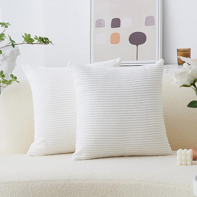 Home Brilliant White 16x16 Throw Pillow Covers Set of 2 Accent Decorative Pillow Covers Nursing Pillow Cover Pillow Cases for Couch Patio Sofa, 40x40 cm, 16 x 16 Inch, Creamy White