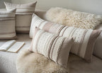 Boho Lumbar Pillow Covers 14x36 Inch Long, Khaki Textured Decorative Couch Pillow Cases for Farmhouse Home Decor, Accent Cushion Cover for Sofa, Bed, Living Room, Bedroom, Pack of 1