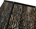 Large Metal Lampshade New Pyramid Shape Design 7'' Top 14'' Bottom 10'' Height ALUCSET Square Bell Shade Lamp Shade Forest Design Black and Gold fits for Table Lamps and Floor Lamps