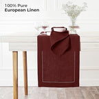 D'Moksha Homes Linen Dark Red Table Runner 84 Inches Long - 100% Pure Linen Table Runner 14 x 84 Inch for Fall, Autumn and Halloween - Classic Hemstitch